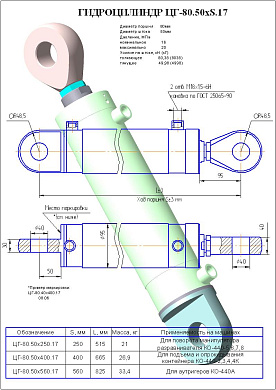 Гидроцилиндр ЦГ-80.50х400.17