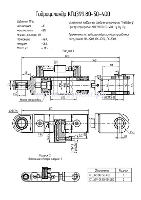 Гидроцилиндр рулевого  управления погрузчиков КГЦ 399.80-50-400
